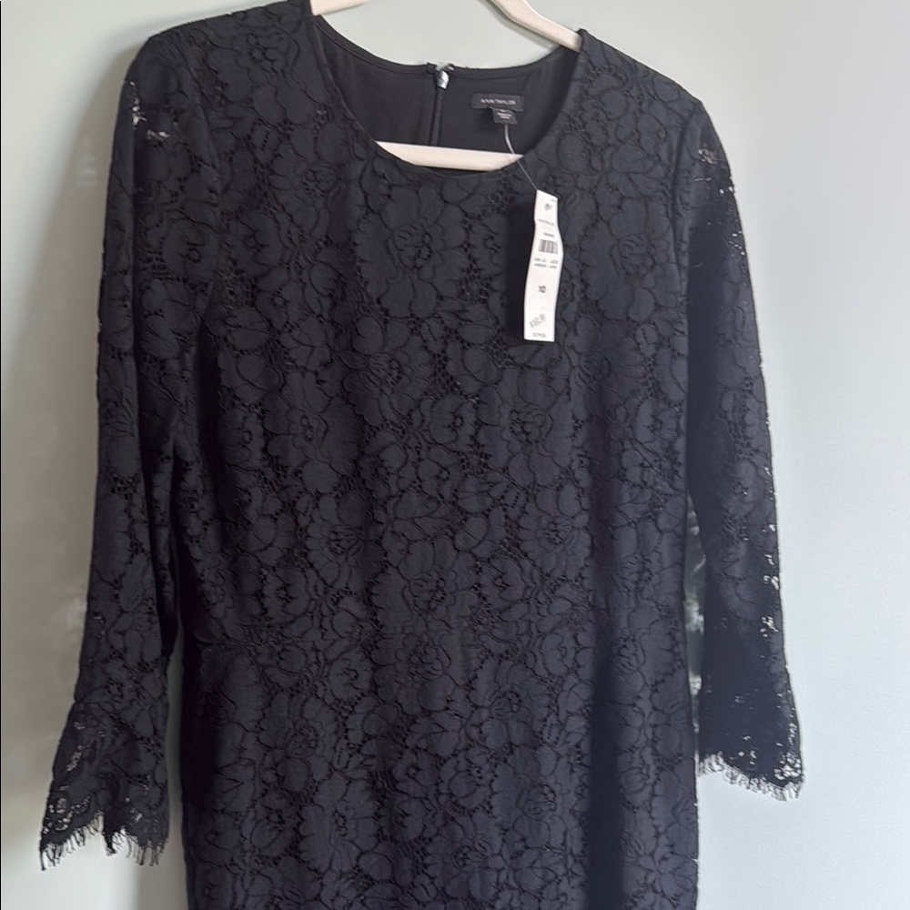 Ann Taylor Black Long Sleeve Sheath Dress